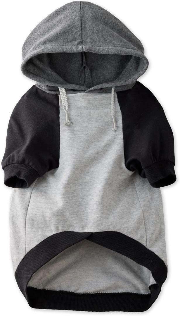 100% Organic Cotton Rocky - The Comfy Dog Hoodie Pet Coat for Small, Medium and Large Dogs, Heather Gray Color Block, Small