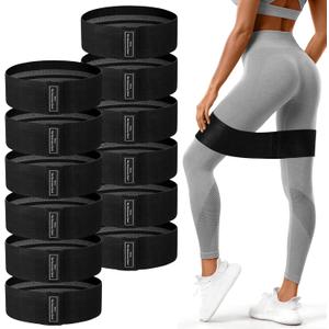 12 Pcs Fabric Resistance Bands for Working Out Booty Workout Stretch Exercise Bands Non Slip for Legs Squat Resistance Loop for Women Men Starter Butt Hip Thigh Fitness (Black)