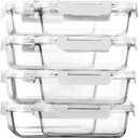 [8-Pack,30 oz]Glass Meal Prep Containers,MCIRCO Glass Food Storage Containers,Airtight lunch Containers with Lids, Microwave, Oven, Freezer and Dishwasher, White