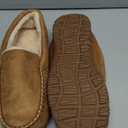 FLYFUPPY Mens Moccasin Slippers Memory Foam Slippers Warm Plush Fluffy Indoor/Outdoor House Shoes (10, Beige)