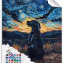 Black Dog Paint by Number, Black Lab Paint by Numbers Kit for Adults, Dog Starry Sky Canvas Wall Art, Labrador Acrylic Painting, Dogs Poster Home Wall Decor - Animals(16x20inch, No Frame)