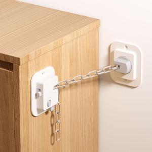 YEYA Upgraded Anti-Tip No Drill Furniture Anchor with Strong 3M Adhesive Backing 10" Adjustable Steel Cable Straps, Wall Anchors for Child Safety 2P
