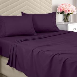Utopia Bedding Queen Sheet Set - Brushed Microfiber - Soft Bed Sheets for Queen Size Bed Set - Includes 1 Fitted, 1 Flat, & 2 Pillow Cases - Deep Pocket (Purple)