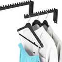 Wall Mounted Clothes Hanger Rack, Metal Laundry Hanger Wall Mount, Wall Clothes Drying Rack for Laundry Room Bedroom, Coat Hanger Holder Wall for 2 Geal Angle, Black 2 Packs