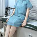 3 Pack - Blue Hospital Gown with Back Tie / Hospital Patient Gown with Ties - Fits Small - XL