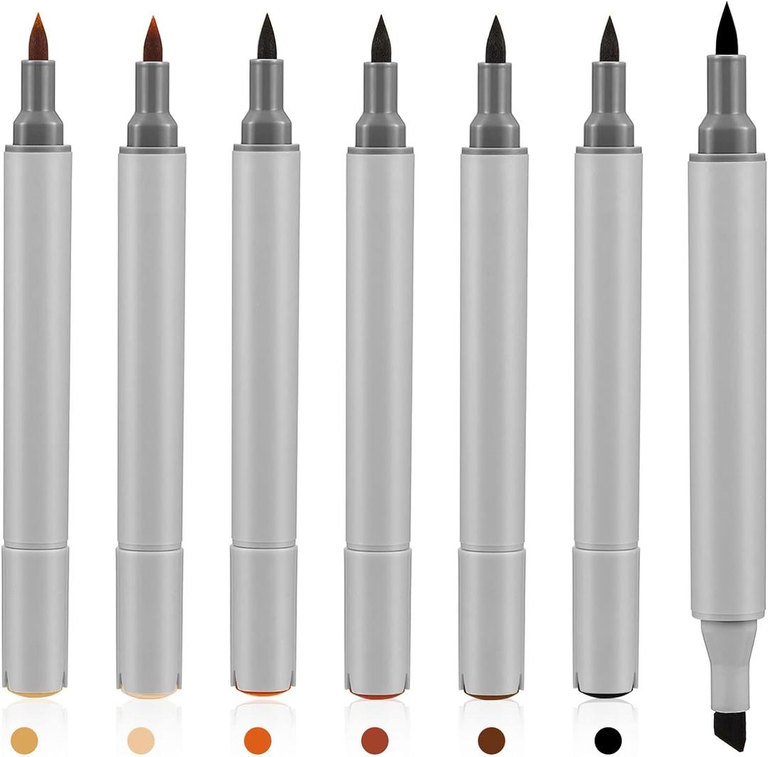 Leinuosen 6 Pack Dual Tip Leather Dye Marker Pens Touch up Pen Shoe Marker Leather Flow Marking Pen for Furniture Scratches Shoe Repair Kit Paint, 6 Colors