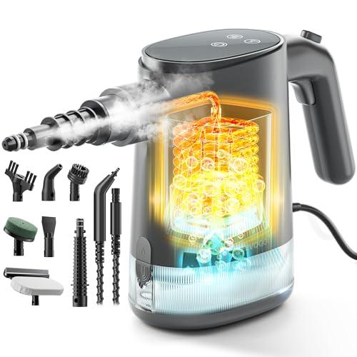 TEEVOGO Handheld Steam Cleaner for Home, 15s Instant Heat Pressurized Steam Cleaner, Lightweight Upgrade 650ML Tank, Portable Steam Cleaner for Kitchen, Grout, furniture, Car, Bathroom & Clothes