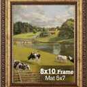 Splinterix 8x10 Antique Bronze Vintage Picture Frame, Ornate Vintage Picture Frames for Wall or Tabletop Display, 8x10 Photo Frame with Real Glass, Display Poster 5x7 with Mat or 8 x 10 without Mat for Antique Decor