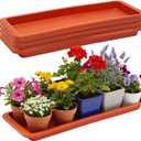 Cinnvoice 4 Pack Terracotta 24 x 8 x 1.6 Inch Rectangle Plant Saucer Large Plastic Plant Tray Water Drip Trays for Windowsill Flower Pot Planter Drainage Germination Garden Indoor Outdoor Use