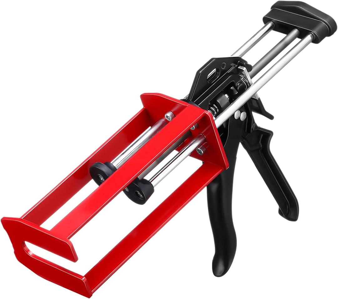 Relaxweex 1 Pc Epoxy Gun Dual Component Caulking Gun, 200 ml / 6.75 Fl oz, Manual Double Cartridge Caulking Gunning for Panel Bonding Adhesive Applicator Fillers, Mix Ratio 1: 1 and 2: 1, Red