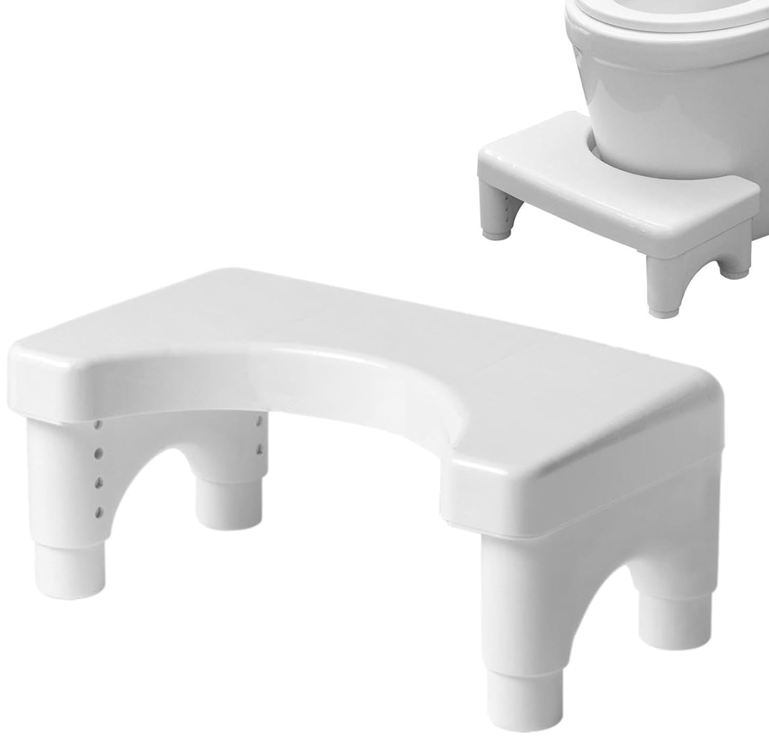 Adjustable Height Potty Step Stool for Adults, NonSlip Bathroom Squat Aid, Removable Toilet Step for Colon Health, Portable Squat Stool, Family Health Accessory (White 1PCS)
