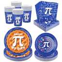 Kochorie 96 Pieces Pi Symbol Pie Plates and Napkins Party Supplies Happy Pi Day Disposable Tableware Set Include 9 Inch/ 7 Inch Paper Plates Cups Napkins Serve 24 Guest for Math Theme Party Decor
