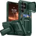 for Samsung Galaxy S26 Ultra Wallet Case with Card Holder & Kickstand & Full Camera Lens Cover, Military Grade Drop Shockproof Rugged Phone Case for S26 Ultra 6.9'', Green