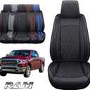 YIERTAI Car Seat Covers for Dodge Ram Fit 2009-2026 1500 2010-2026 2500 3500 Classic Bighorn Longhorn Laramie Tradesman Truck Black Front