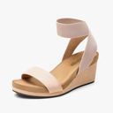 DREAM PAIRS Womens Elastic Ankle Strap Open Toe Platform Wedge Sandals Comfortable Summer Shoes, Size 8.5