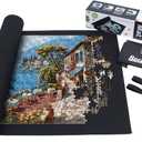 Becko US Puzzle Mat Roll Up with Drawstring Storage Bag, Felt Rollup Mat for Easy Transport & Storage, Portable Puzzle Board Puzzles Saver Keeper for Jigsaw Puzzles Up to 1500 Pieces 46x26 In
