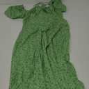 Women's Summer Puff Sleeve Floral Split Maxi Dress Flowy A Line Casual Beach Long Dresses-Green-XL