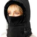 Balaclava Fleece Ski Mask for Men Women with Face Cover, Water Repellent Windproof for Extreme Cold Weather Skiing Motorcycle (Black)