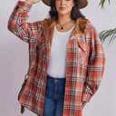 IN'VOLAND Plus Size Women Flannel Plaid Shacket Jacket Long Sleeve Button Down Fleece Hooded Jackets Fall Winter Coat (Gz688)