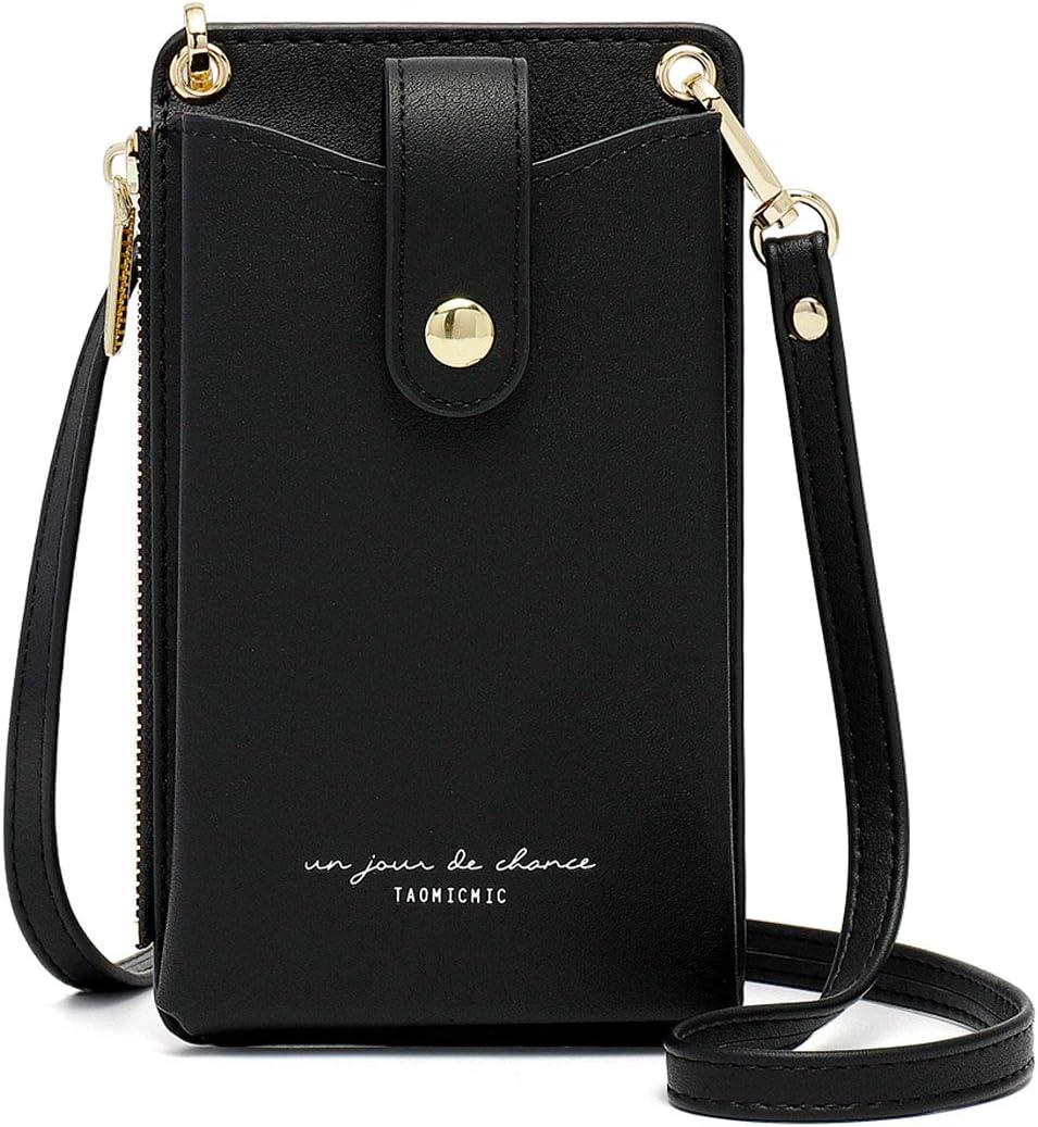 Womens Cellphone Crossbody Bag Small Light Leather Shoulder Purse Handbag Card Wallet Lanyard Case Girls Satchel Pouch