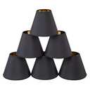 Senmao Home Decor Chandelier Shades Set of 6,Small lamp Shades clip on bulb Gold mirror Hardback, Mini lamp shade with Black Linen Dia 3"Top x 6"Bottom x 5"H (Black, 3x6x5")