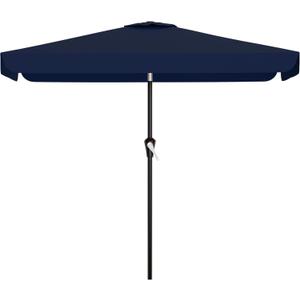AreShark 6.5 x 10 FT Rectangular Valance Patio Umbrella, Outdoor Umbrella with Tilt and Crank, Market Table Umbrellas W/ 6 Ribs UV Protection for Garden, Deck, Backyard and Pool, Navy