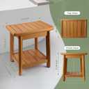 Teak Shower Bench - 100% Solid Teak Wood Shower Chair with Towel Bars & Storage Shelf, Stable Non-Slip Bathroom Stool for Elderly & Recovery, Heavy Duty Shower Seat for Inside Shower & Tub (14-Small)