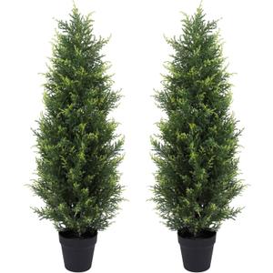 Artificial Topiary Tree 3ft Faux Topiary Plants for Front Porch Patio Indoor Outdoor Home Office Decor
