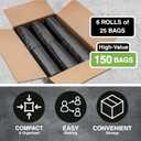 Top Knot Bags 33 Gallon Garbage Trash Bag 33X39" 1.2 Mil Black 150 Count Can Liner Bulk 30 Gallon 31 Gallon 32 Gallon 34 Gallon 35 Gallon Made in USA