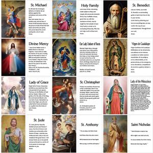 120 Pcs Catholic Holy Prayer Cards 4x2.5inchs 12 Styles Catholic Prayer Card Set with Catholic Saints and Prayers Catholic Religious Gifts for Women, Men, Mother, Father, Godfather, Godmother