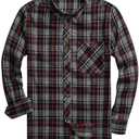 Lion Nardo Plaid Mens Flannel Shirts Long Sleeve Dress Shirts for Men Casual Button Down Big and Tall Button Up Shirt XL