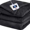 Sealy Heated Electric Blanket Twin Size, Flannel Electric Blanket with 10 Heating Levels & 1-12 Hours Auto Shut Off, Fast Heating Warming Blanket, Machine Washable, Grey, 62 x 84 Inch