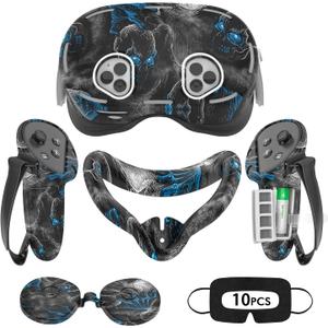 Rechale Silicone Cover Set Compatible with Oculus/Meta Quest 3S, VR Accessories for Meta Quest 3S, Protective Cover Set Includes Controller Grip Cover, Face Cover, VR Shell Cover (Phantom)