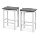 JV11374WH 24 In. Bar Stools With Padded Seat Footrest & Rubber Wood Frame, White, 2 Pack