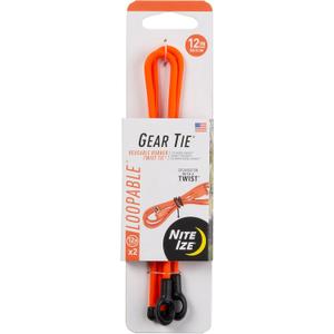 Nite Ize GLS12-31-2R3 Gear Tie Loopable, The Original Reusable Rubber Twist Tie with Sturdy Integrated Loop, 12 Inch, Bright Orange, 2-Pack, Made in The USA