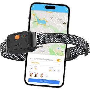 GPS Dog Collar Fence System: Real-Time GPS Tracking, Health Monitoring, Virtual Fence, IPx7 Waterproof Design for Dogs and Multi-Pets