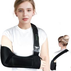 Arm Shoulder Sling,Breathable Medical Sling with Shoulder Pad,support for Women and Men Rotator Cuff Injury,Left or Right Arm,Elbow,Clavicle Fracture Post-Surgery(Black,Medium)