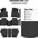 Floor Mats for Mazda CX-5 CX5 2026 Accessories | Trunk Mat and Backrest Mat & Door Sill Guard All Weather TPE Protector Odorless Full Set Interior Floor Liners