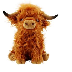 Highland Cow Stuffed Animal,10.5 inches Realistic Cow Plush Toy, Animal Cattle Plush Farm Toy, Farm Plushie Christmas Birthday Present for Boys Girls Kids Grandchildren (Brown)
