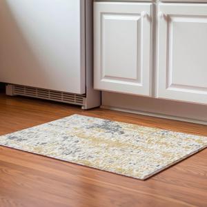 Addison Rugs Mayfield AMF944 Gold 1'8" x 2'6" Indoor Premium Machine Washable Rug, Silky Soft, Easy Clean, Non-Shedding, Bedroom, Living Room, Dining Room, Kitchen, Rug