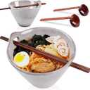 NUTRIUPS Ceramic Ramen Bowl Set, Japanese Noodle Ramen Bowls, 25oz Grey Noodle Bowl Set of 2