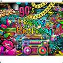 90s Hip Pop Happy Birthday Backdrop Graffiti 80'S 90'S Graffiti Party Retro Urban Legit Backdrop Neon Party Glow Dance Disco 2000s Birthday Boombox Banner (7x5ft)