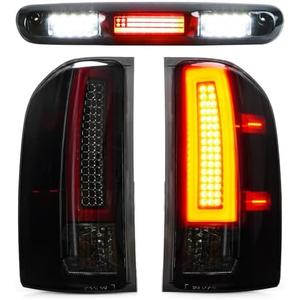 Bomusou LED Tail Light + 3rd Brake Light Kit Fit for Chevy Silverado 1500 2500 HD 3500 HD 2007-2014, for GMC Sierra 3500 HD 2008-2014 with Dual Wheel Only, 3Pcs, Smoke Lens