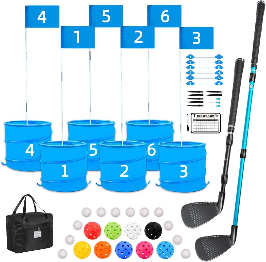 Golf Game with 2 Upgraded Clubs,Practice Golf Games with 6 Buckets, Gift Golf Outdoor for Family and Adults,Holes Outdoor Game for Lawn,Yard