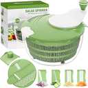 Large Capacity Salad Spinner, Fast Drain Vegetable Dryer with Water Inlet and Outlet, Break-Resistant Multifunctional Lettuce Dryer and Vegetable Washer