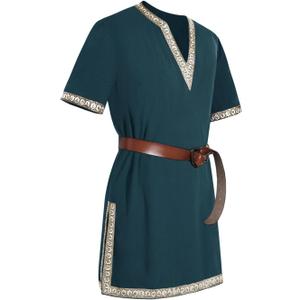 Mens Medieval Knight Tunic Renaissance Mercenary Scottish Costume Warrior LARP Halloween Tops (Medium, Green) Mens Medieval Knight Tunic Renaissance Mercenary Scottish Costume Warrior LARP Halloween Tops (Medium, Green)