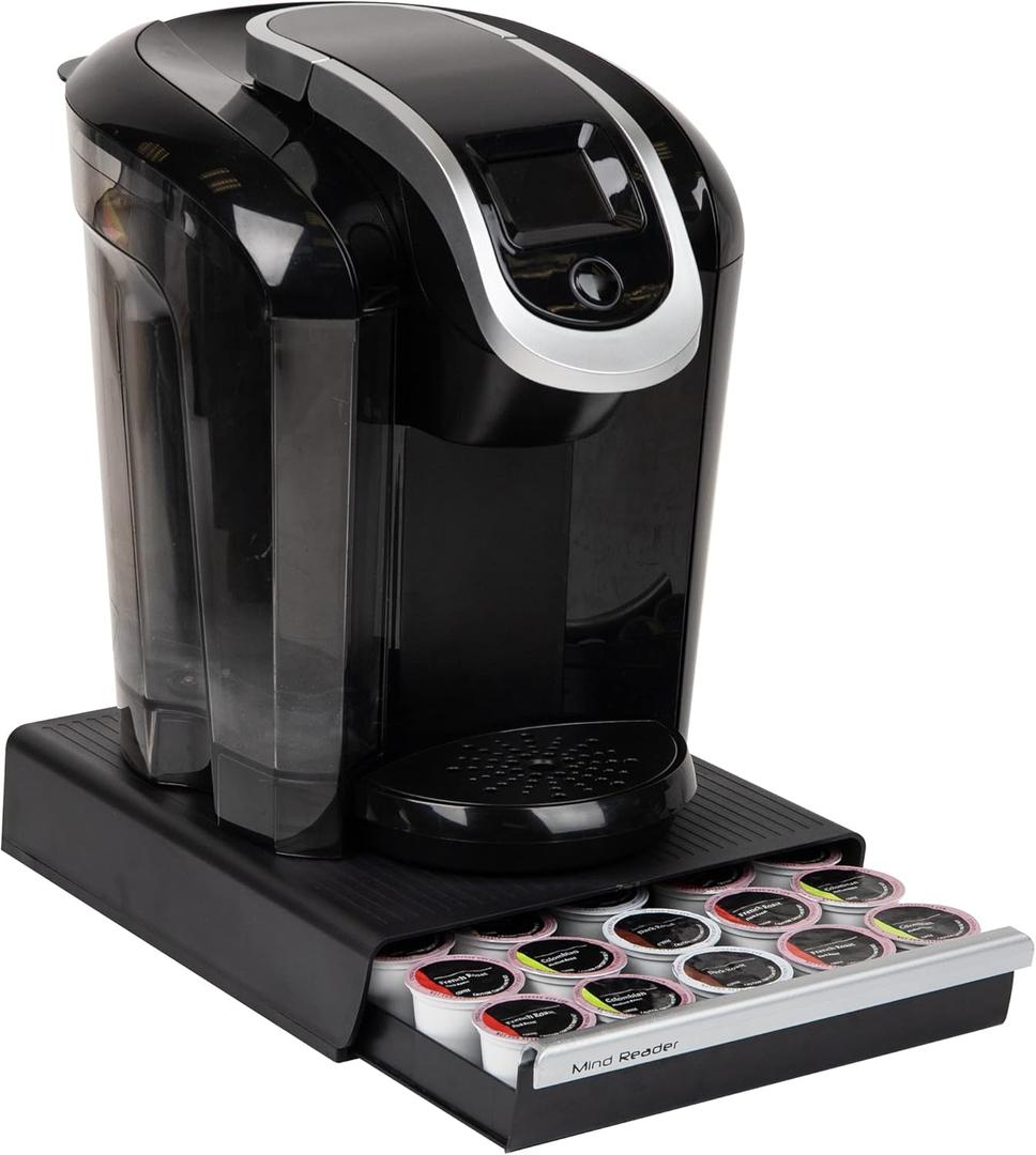 Mind Reader Single Serve Coffee Pod Drawer, 30 Pod Capacity, Countertop Organizer, 10.5"L x 12.75" W x 2.5"H, Black