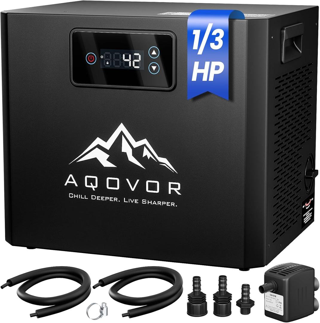 1/3 Hp Cold Plunge Chiller for Ice Bath & Cold Therapy Recovery 115V | Down to 42 | 24/7 Cooling | Built-In Filter & Pump | Quiet Operation | With Submersible Pump Suitable for Any Bathtub