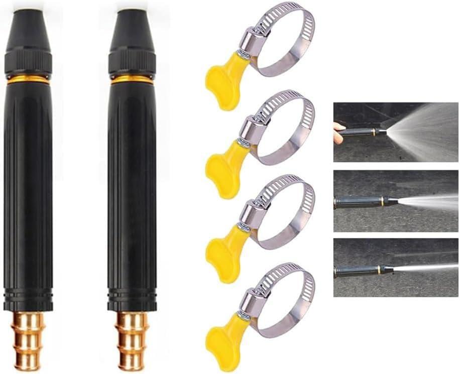 2 x Home High-Pressure Car Wash Water Gun With Booster Nozzle, Suitable for watering plants and vegetables and washing cars,Includes 4 stainless steel hose clamps