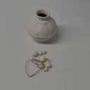 Rustic Ceramic Vase with Boho Wooden Beads, Matte Decorative Pottery for Modern Farmhouse and Bohemian Decor, Floral Arrangements, Bedroom, Shelf, or Side Table Accents (White - Small)